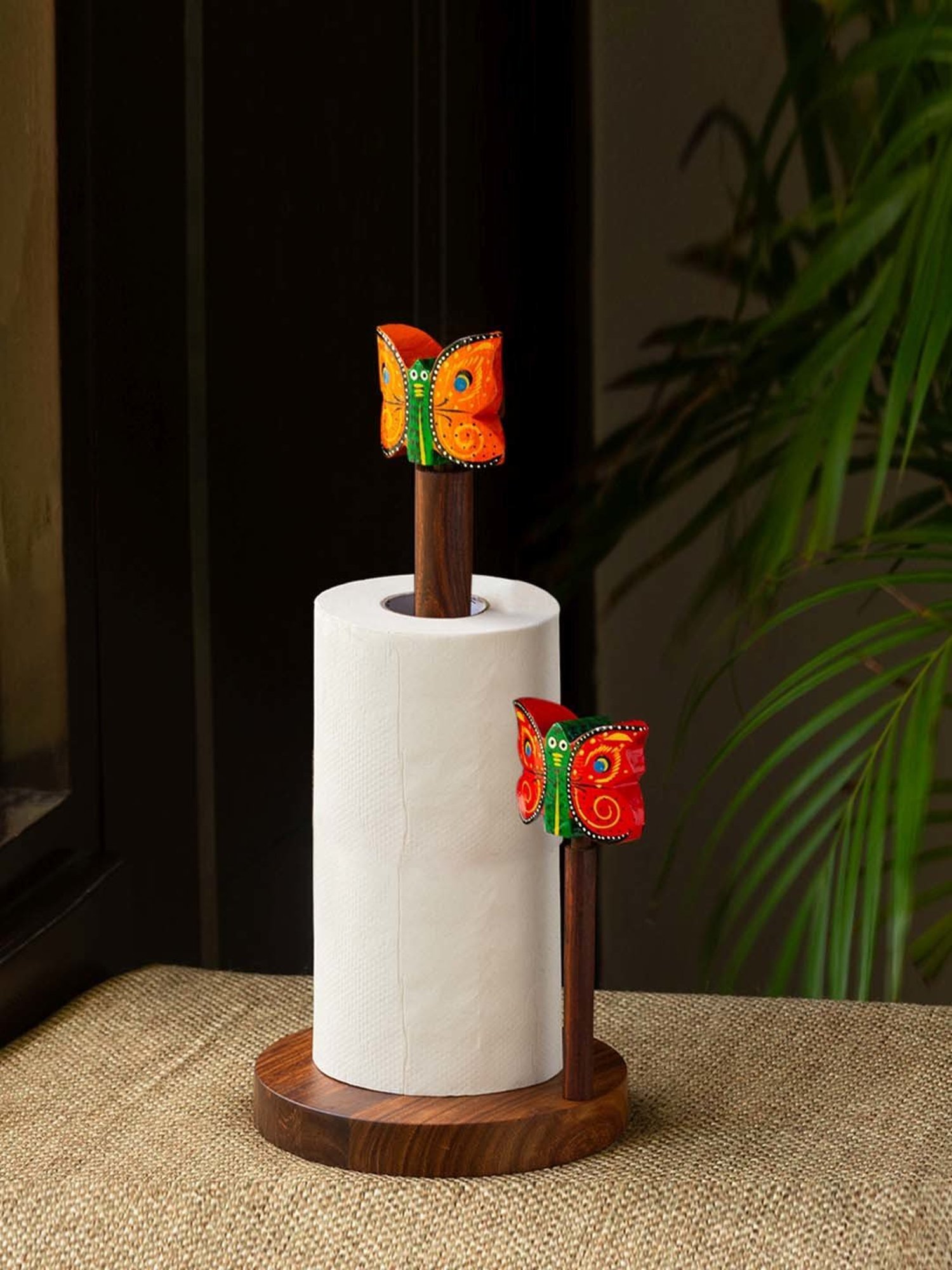 ExclusiveLane The Dancing Peacock Brown Sheesham Wood Napkin Holder - Set of 1