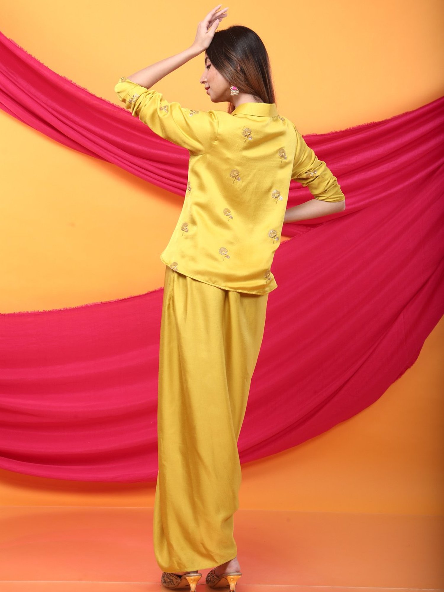 Monk & Mei Gulabo Dhoti -Canary Yellow