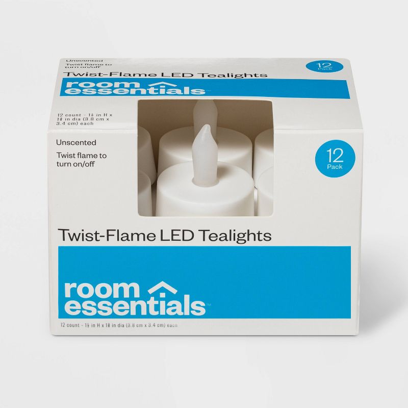 12ct Twist-Flame LED Tealight Candles (White) - Room Essentials™