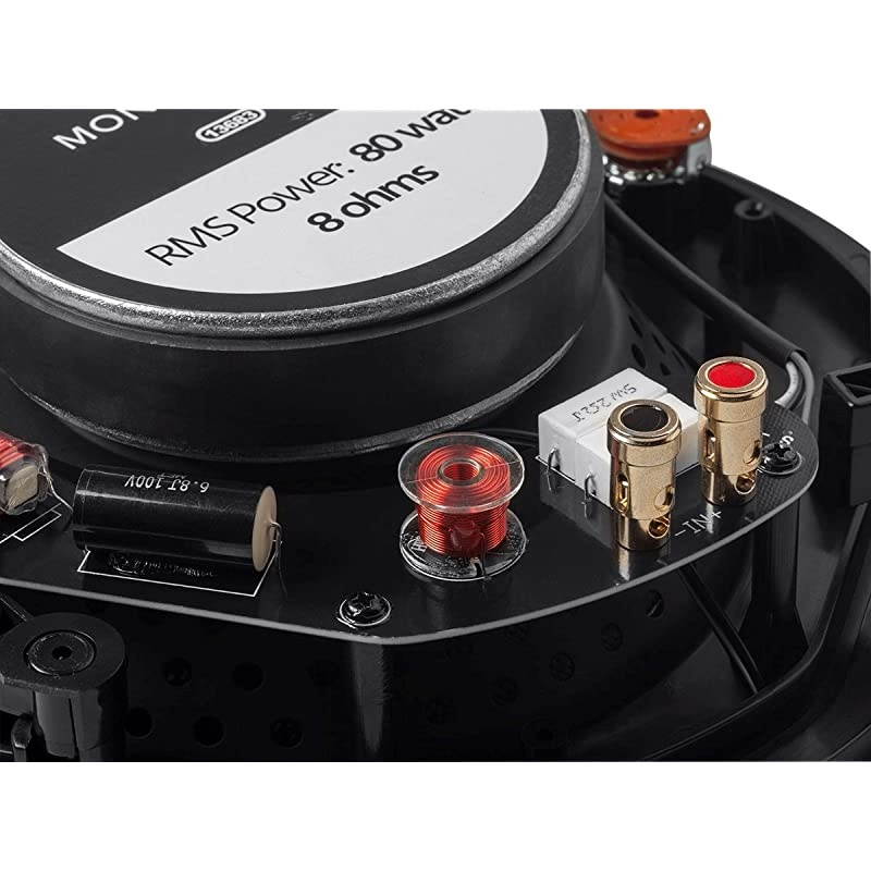 Alpha 2-Way Ceiling Speakers - 6.5 Inch (Pair) Carbon Fiber, Paintable Magnetic Grille, Louder with Less Power, Non Angled, 8 Inch