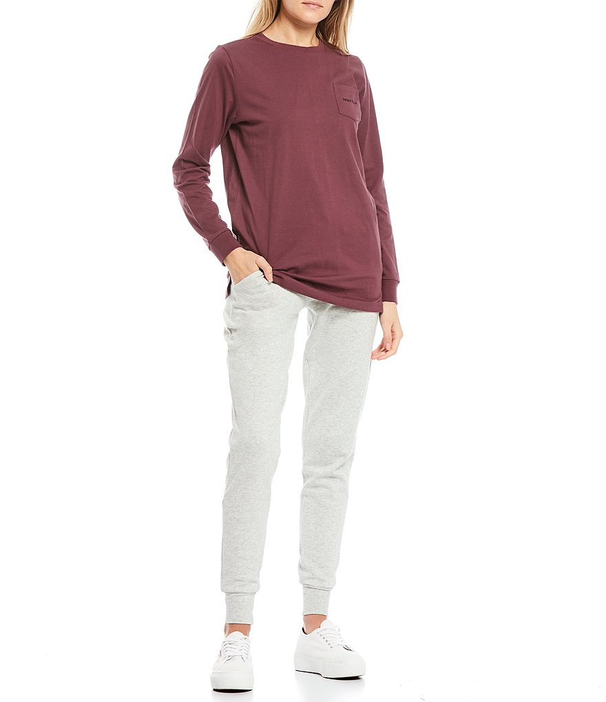 Ivory Ella Long Sleeve Sustainable Organic Cotton Logo Graphic Pocket Tee