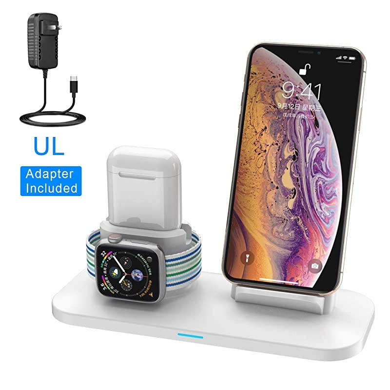 Charger 3 in 1 Charging Station for Apple Watch and iPhone Airpods Charging Stand Compatible for Apple iPhone XXSXRXs Max88 Plus Apple Watch Series 4 3 2 1 Airpods