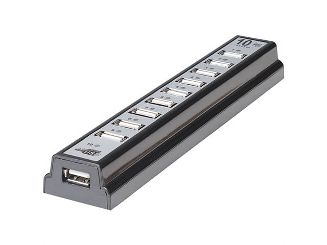 HI-SPEED USB 2.0 DESKTOP HUB W/AC, 10 PORTS