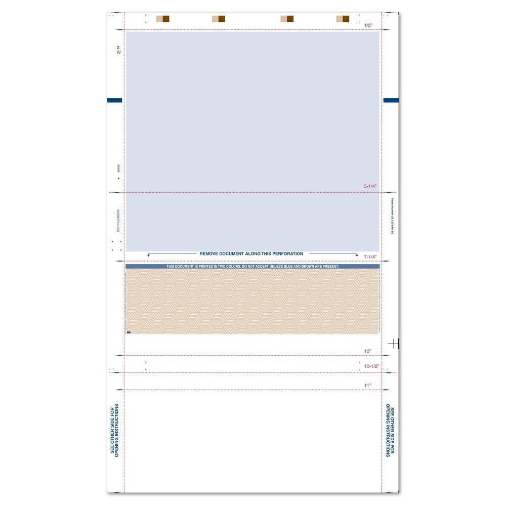 8-1/2" x 14" EZ Fold Check - Blue w/Brown Check - Basic Security Paper (Box of 2000)