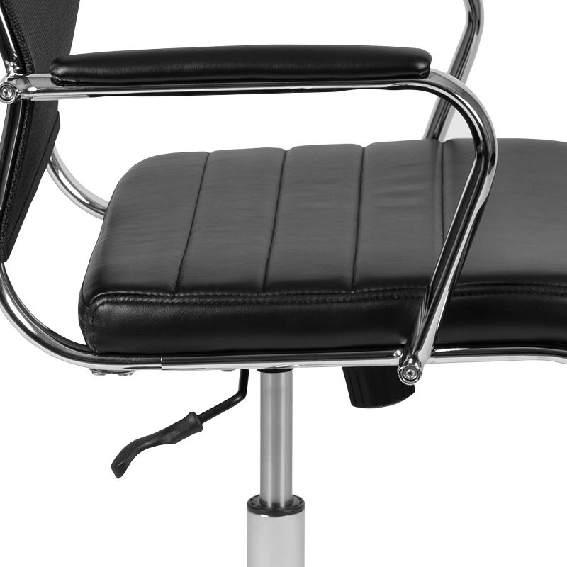 Mesh Sled Base Side Reception Chair with Flip Up Arms Black - Riverstone Furniture
