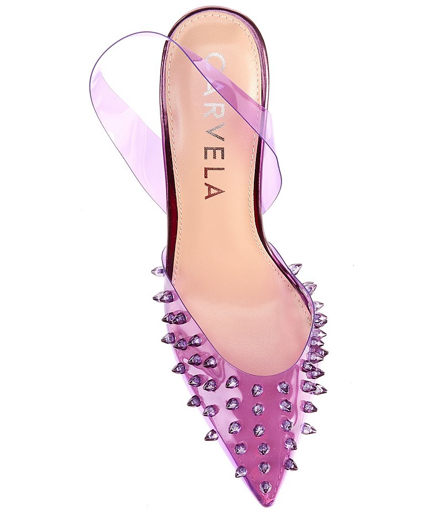 Carvela Lapiz Clear Studded Sling Pumps