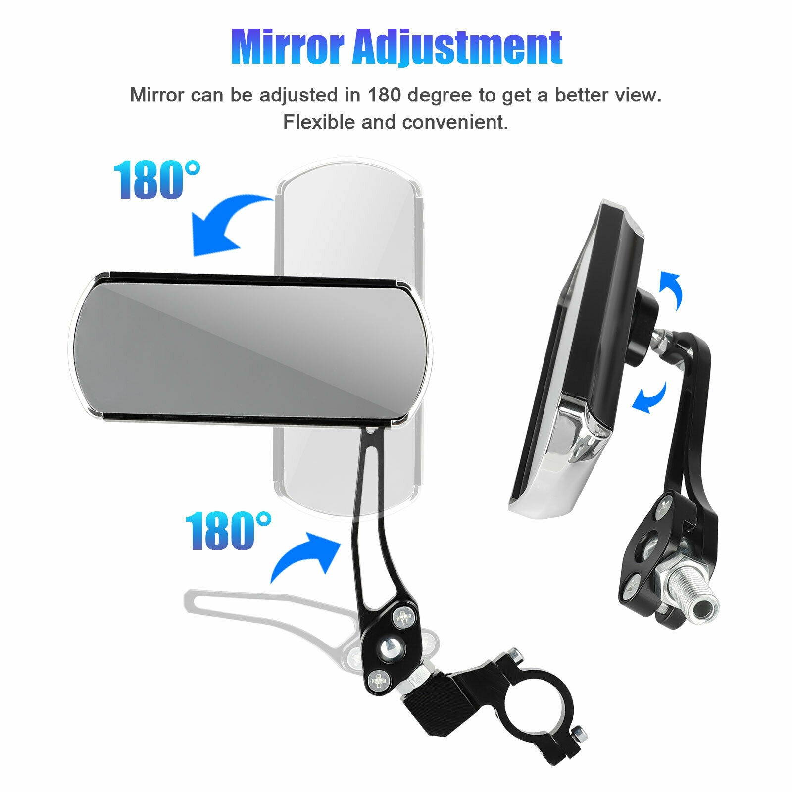 2Pcs 360&deg; Rotaty Bike Bicycle Cycling Rear View Mirror Handlebar Glass Rearview