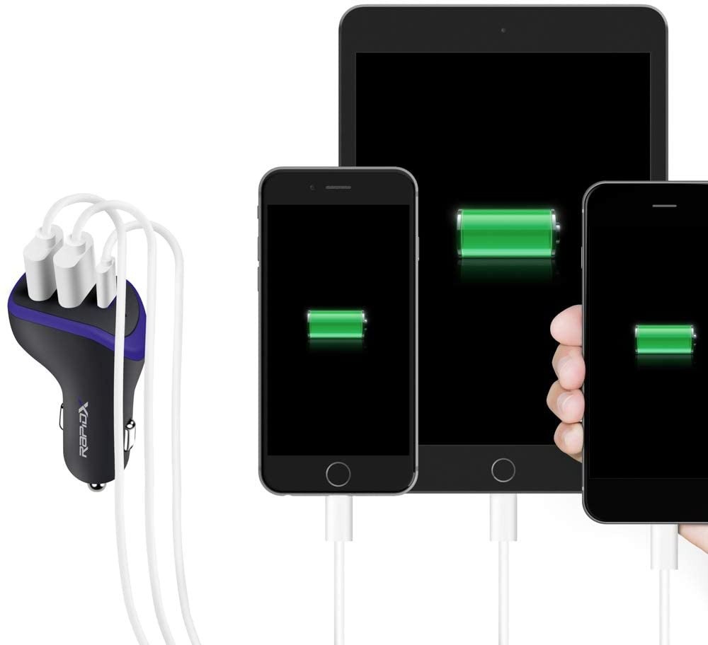 RapidX X3PD - 3 Port Compact & Fast Car Charger for 3 Devices 35W Total, 18W USB-C