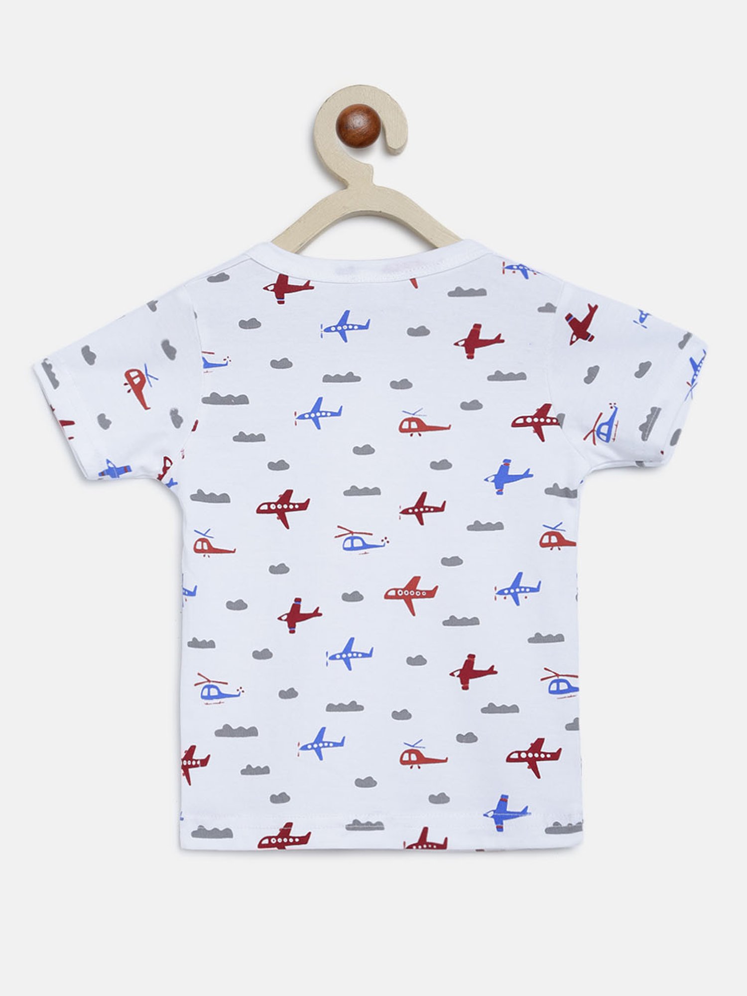 Li'l Tomatoes Kids White & Maroon Printed T-Shirt with Dungaree