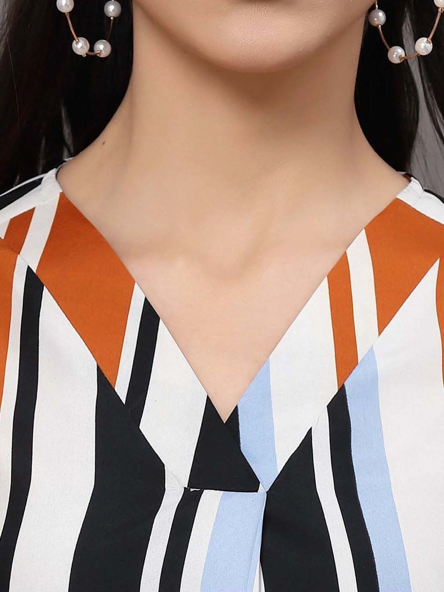 SELVIA Multicolored Striped Top