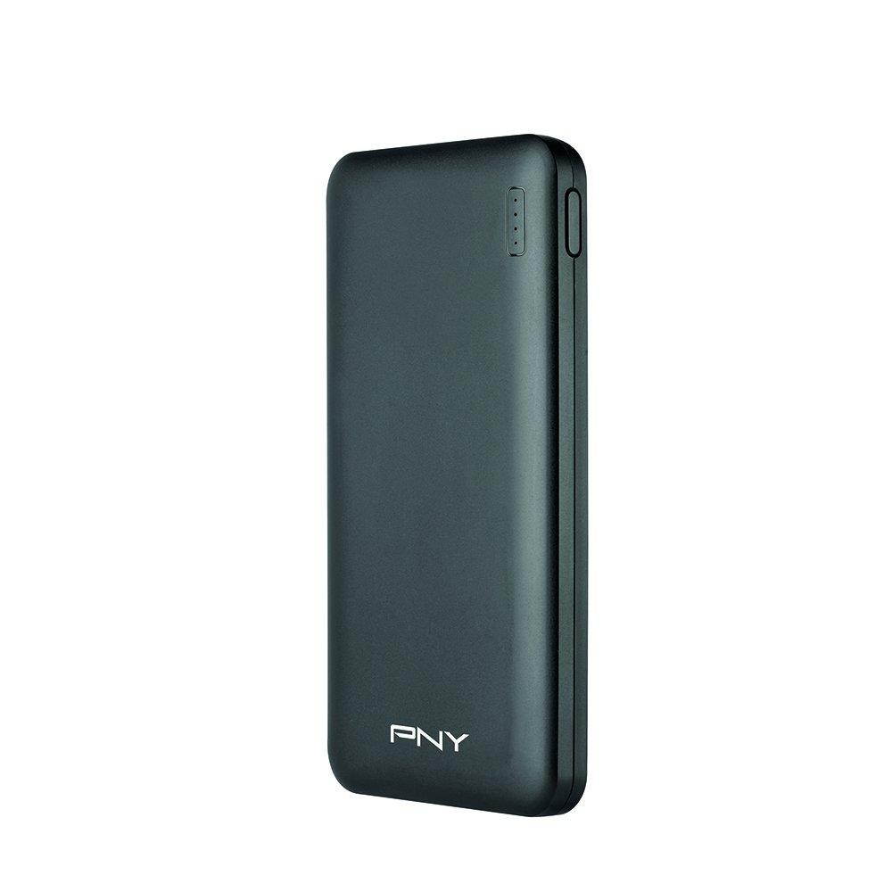 PNY PowerPack Slim 10000 - Power bank - 10000 mAh - 3.4 A - 2 output connectors (USB) - on cable: Micro-USB - black