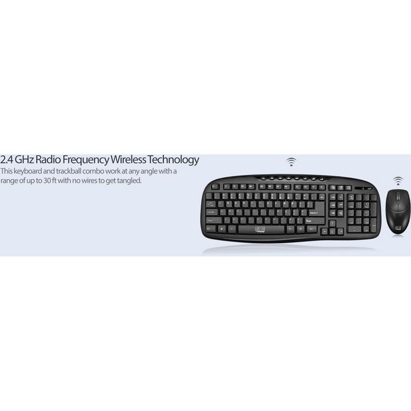 Adesso WKB-1330CB - 2.4 GHz Wireless Desktop Keyboard and Mouse Combo - Retail - USB Wireless RF 103 Key - English (US) - USB Wireless RF Optical