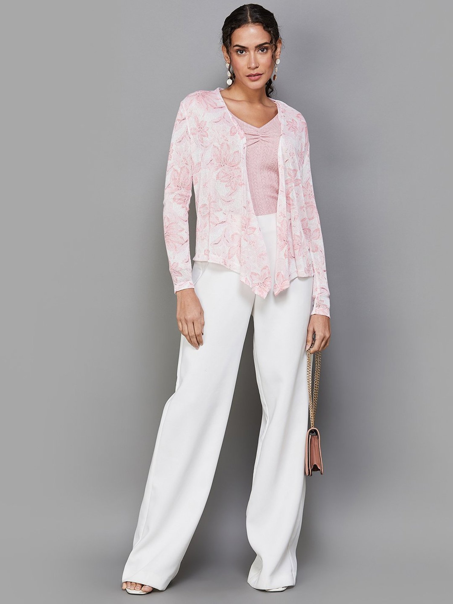 Code by Lifestyle Pink Cotton Printed Shrug