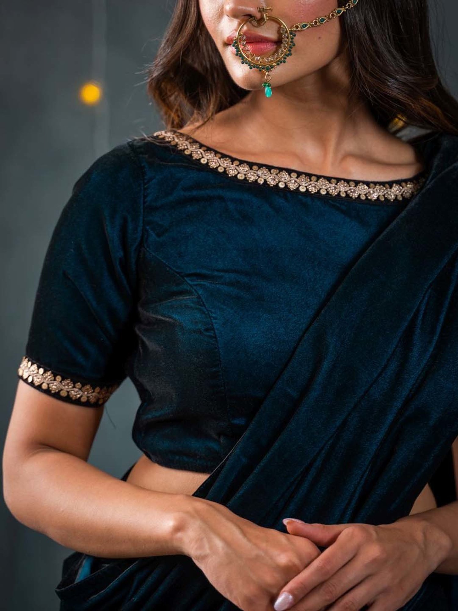 Swtantra Blue Plain Readymade Blouse