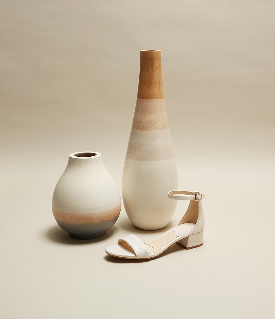 Alex Marie Malahn Embossed Leather Block Heel Dress Sandals