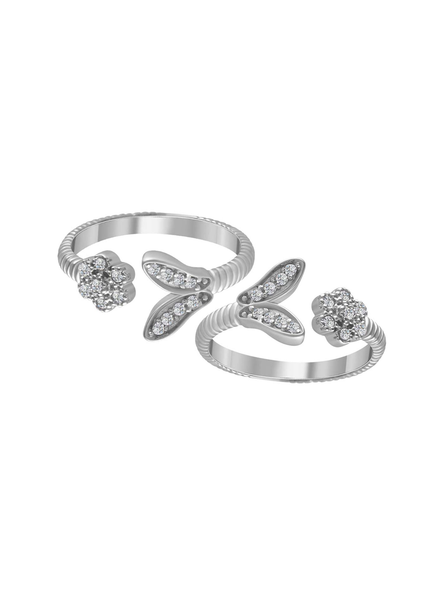 Rihi by P.C. Chandra Jewellers 925 Silver Pair of Adjustable Toe-Rings for Women & Girls