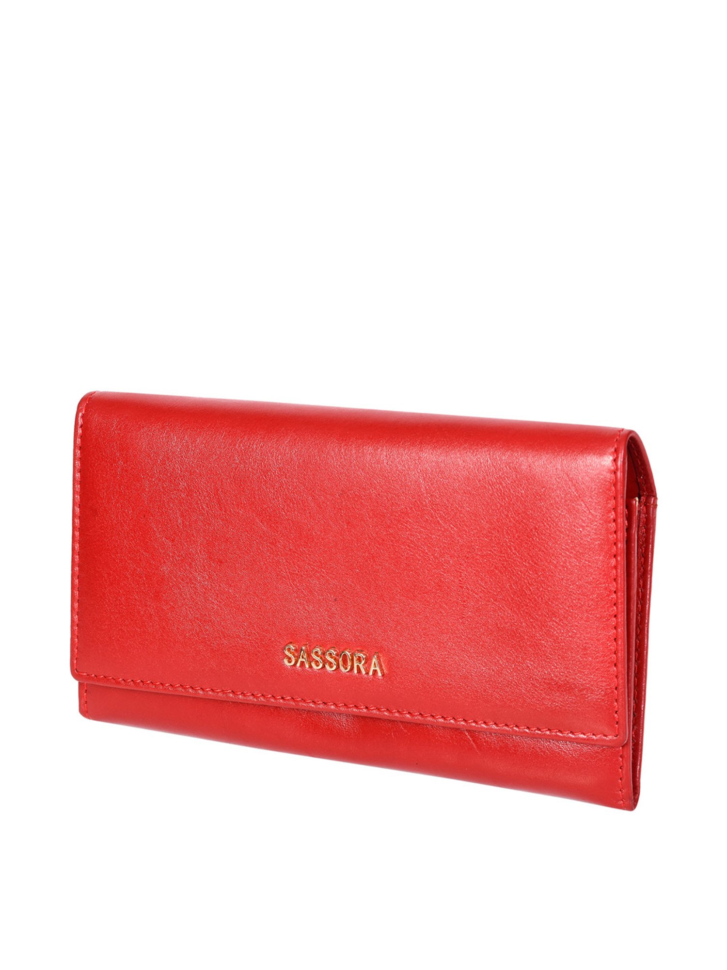SASSORA Red Solid Rfid Wallet for Women