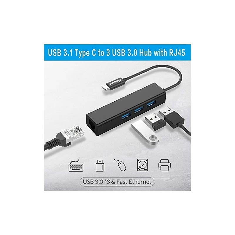 USB C to USB 3 Ports Ethernet Hub Adapter  USBC to USB A 30 Powered Hub with Ethernet LAN RJ45 Network Compatible for TypeC MacBook Pro201920182017 Chromebook Surface Book and More