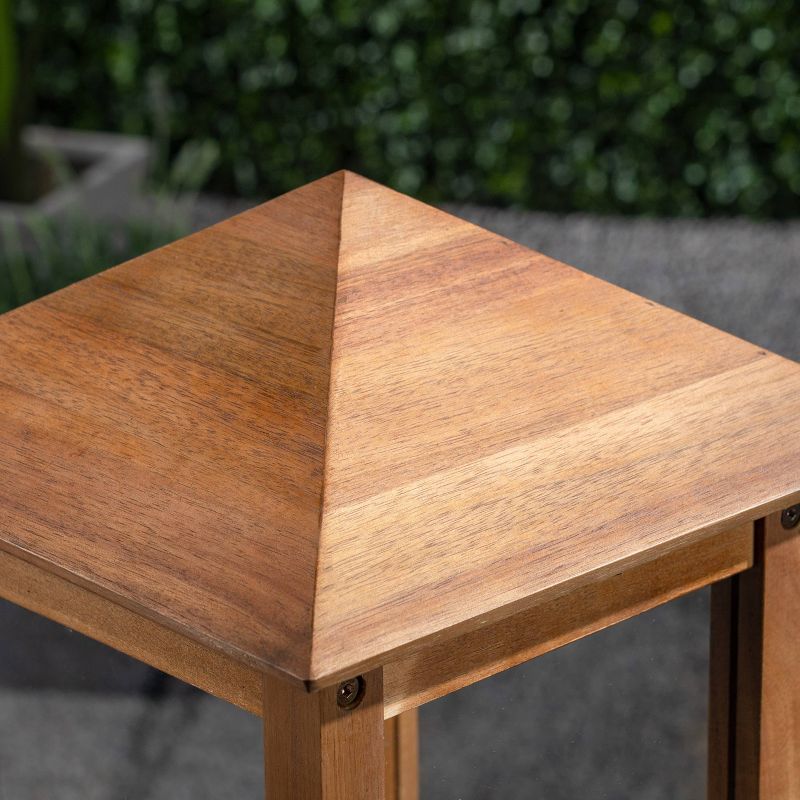 2pk Claudine 47" Standing Acacia Wood Candle Outdoor Lanterns Teak - Christopher Knight Home