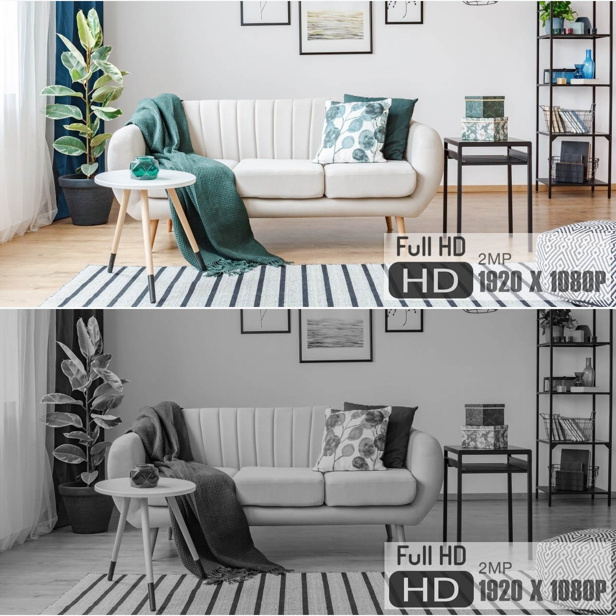 WiFi Solar Powered Security Camera Wireless 1080P Outdoor Network IP65 Waterproof Webcam PIR Motion Detection,White