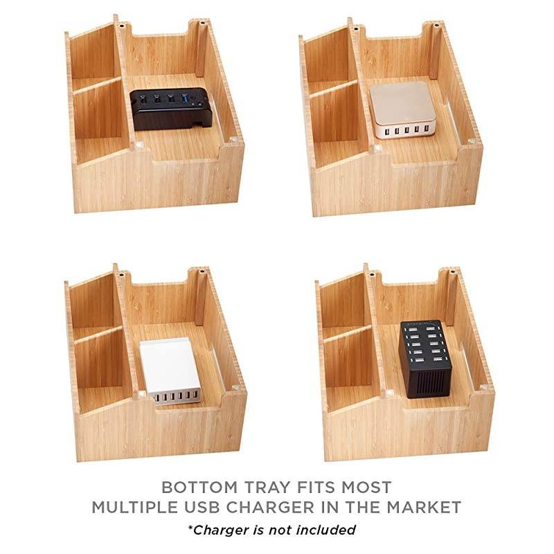 Charging Station Organizer with Extension Extra Storage for Smartphones, Tablets, iPhone iPad, Samsung Devices Macbooks Laptops remotes & More