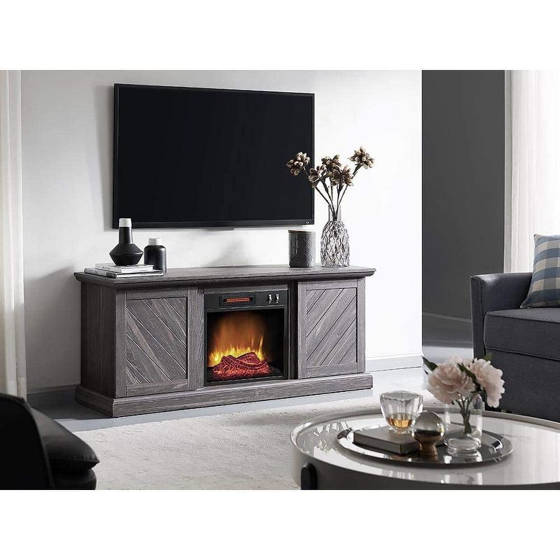 Rosemark 3 Door Media Credenza TV Stand for TVs up to 66" Gray - Treasure Trove Accents