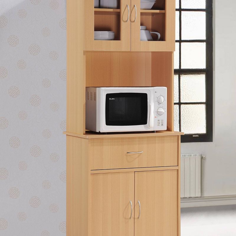 Kitchen Cabinet with Top and Bottom Compartment Pale Cream - Hodedah