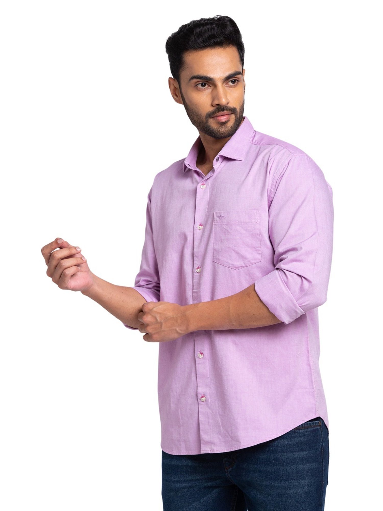 Park Avenue Violet Cotton Slim Fit Shirt