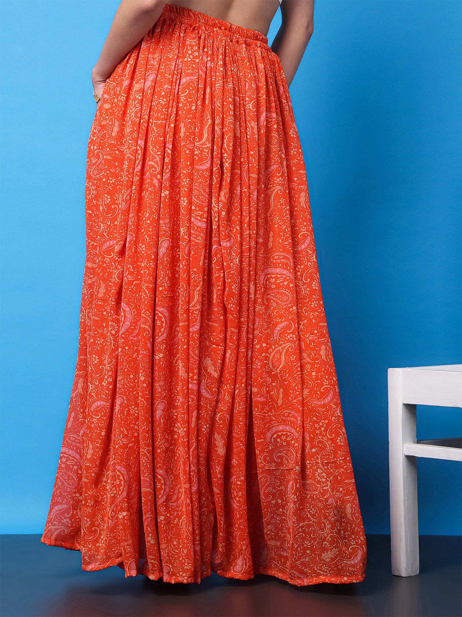 Scorpius Orange Printed Skirt
