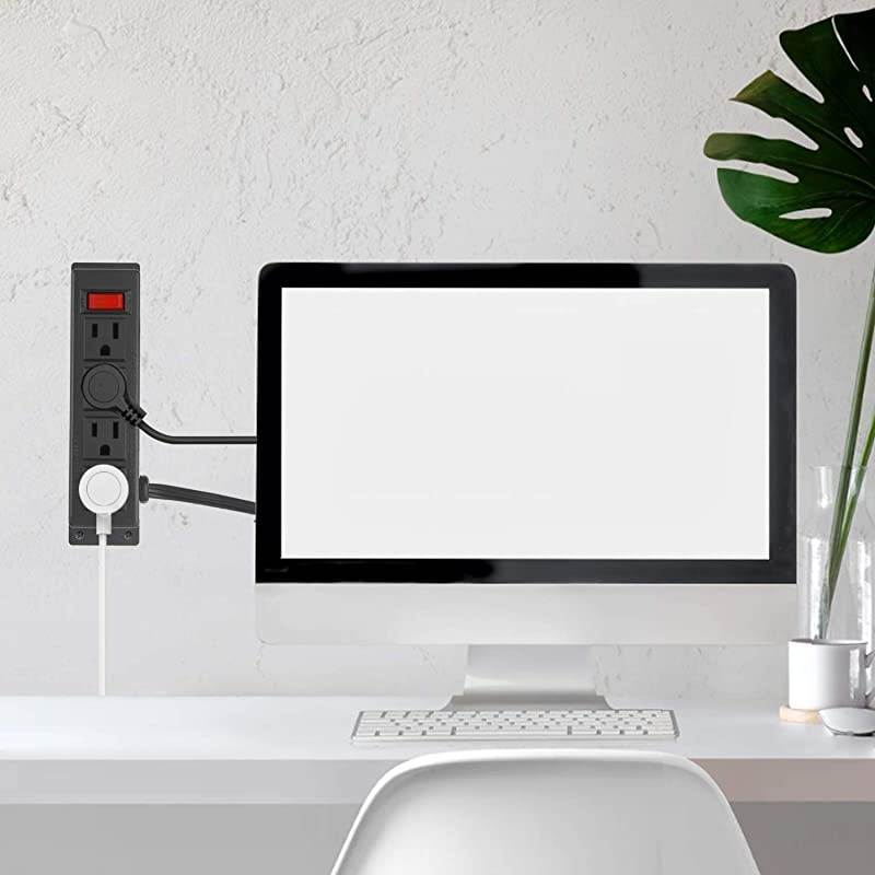 Mount Power Outlet Strip 4 Outlet Mountable Power Strip with Switch Under Desk Power Strip Connect with 656ft Cord4AC656FT
