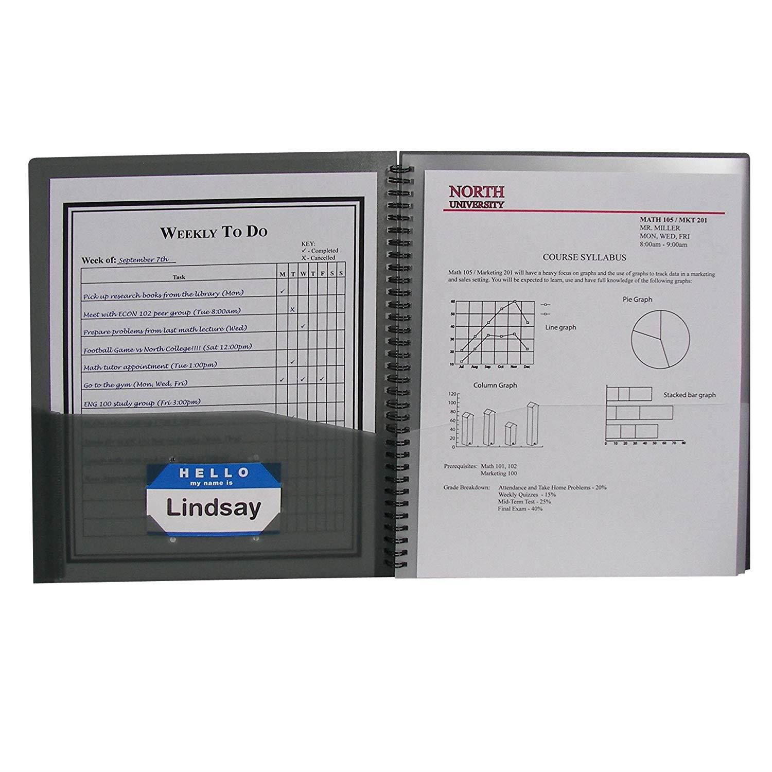 C-Line 8-Pocket Spiral-Bound Poly Portfolio, Letter Size, 1 Portfolio, Smoke Gray (33081)