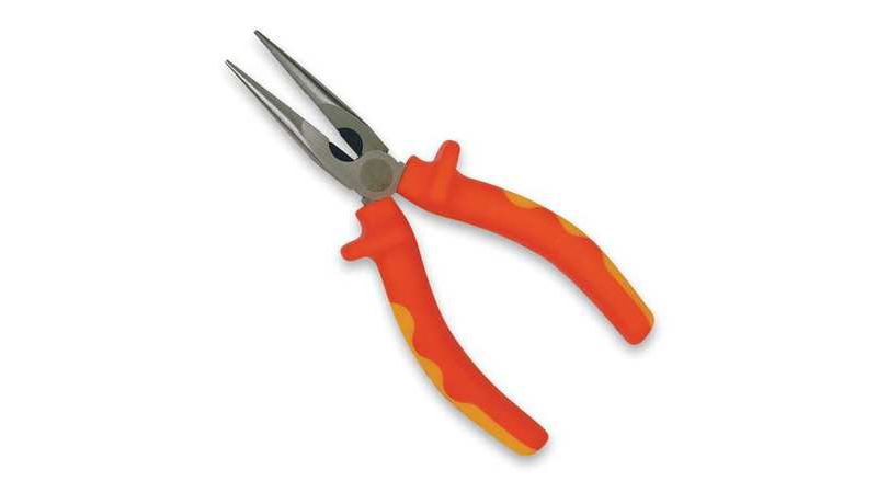 WESTWARD 3WY56 6" Insulated Long Nose Plier, Serrated Cut