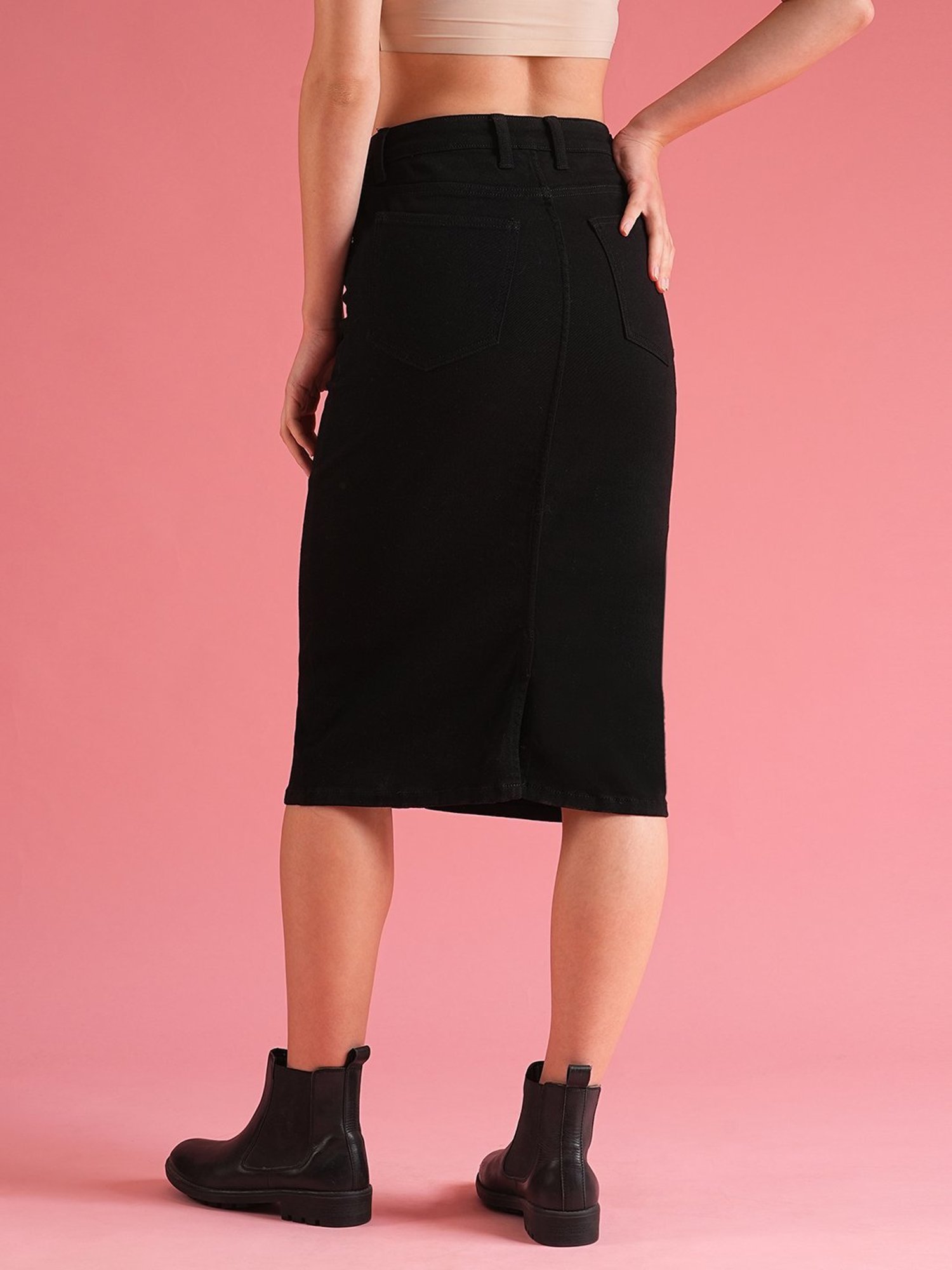 Globus Black Denim Above Knee Skirt