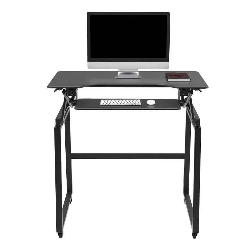 40" Mobile Large Adjustable Height Standing Desk Bundle Black - Rocelco