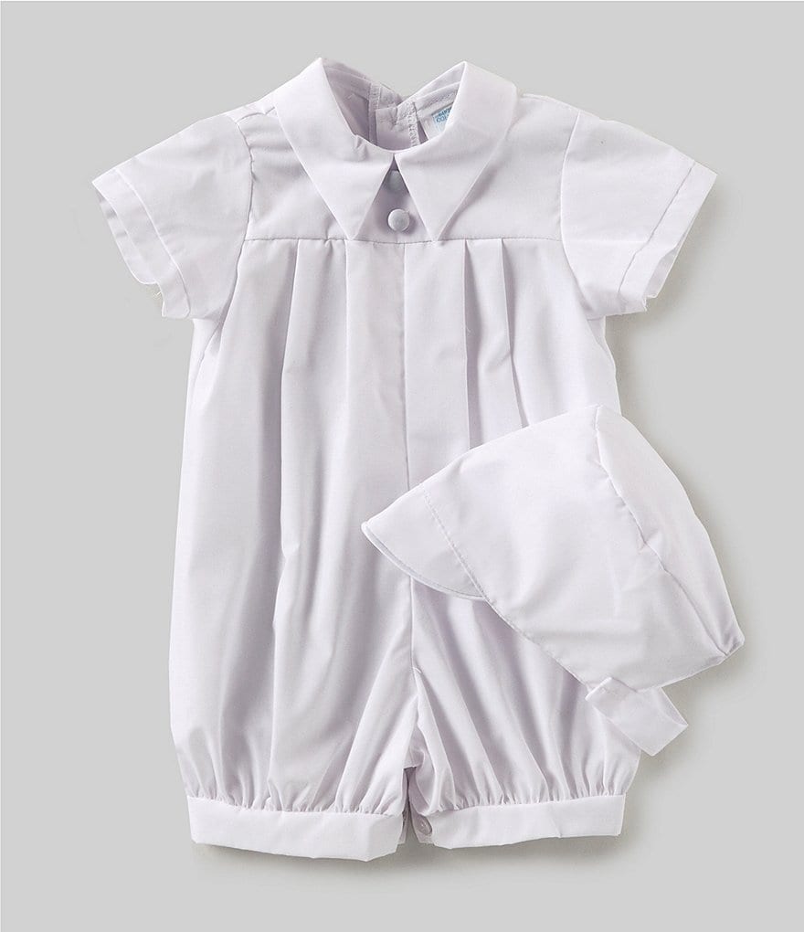 Edgehill Collection Baby Boys Newborn-9 Months Shirt & Cross Shortall Christening Set