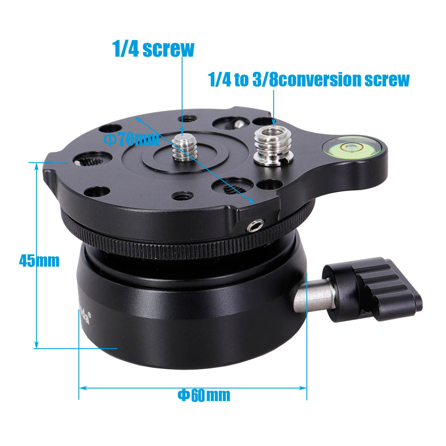 koolehaoda Tripod Leveling Base Aluminum Alloy Leveler Adjusting Plate with 1/4" Thread,Bubble Level