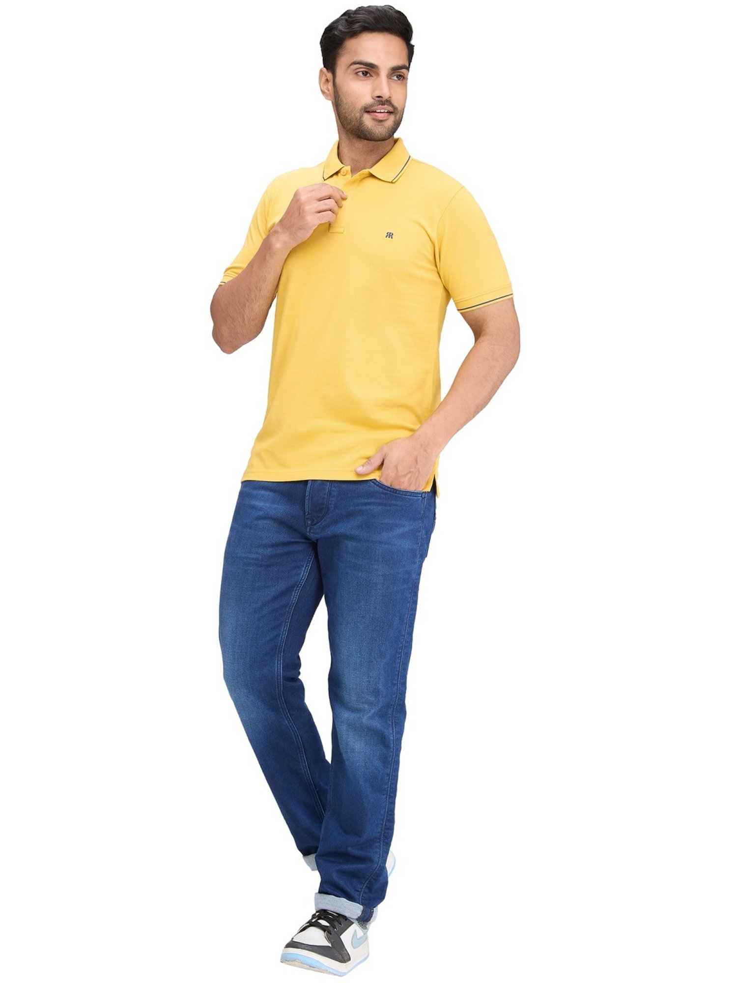 Raymond Yellow Slim Fit Polo T-Shirt