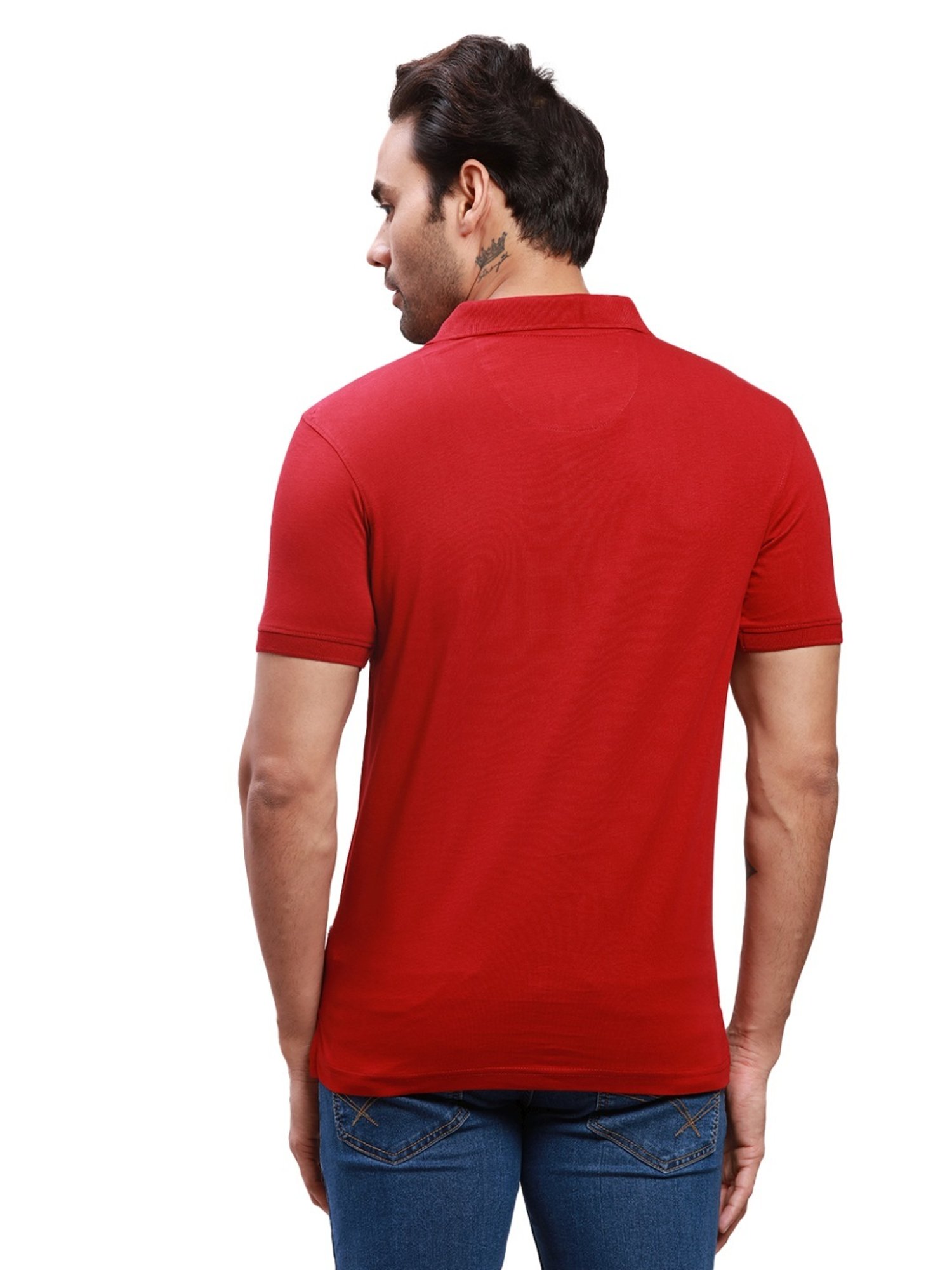 Parx Maroon Cotton Regular Fit Polo T-Shirt