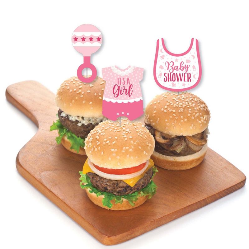 Big Dot of Happiness Hello Little One - Pink and Gold - Table Decorations - Girl Baby Shower Fold and Flare Centerpieces - 10 Count