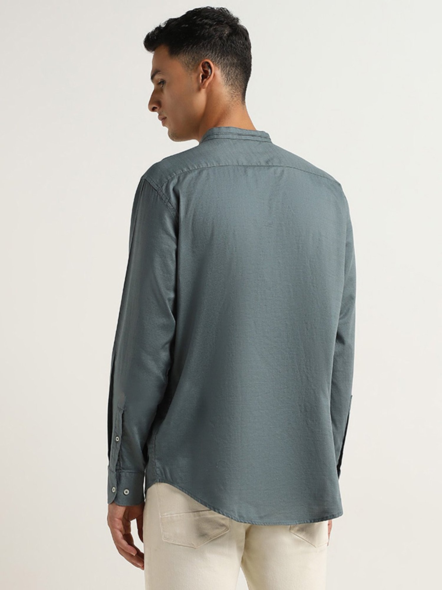 Ascot by Westside Teal Relaxed Fit Solid Shirt