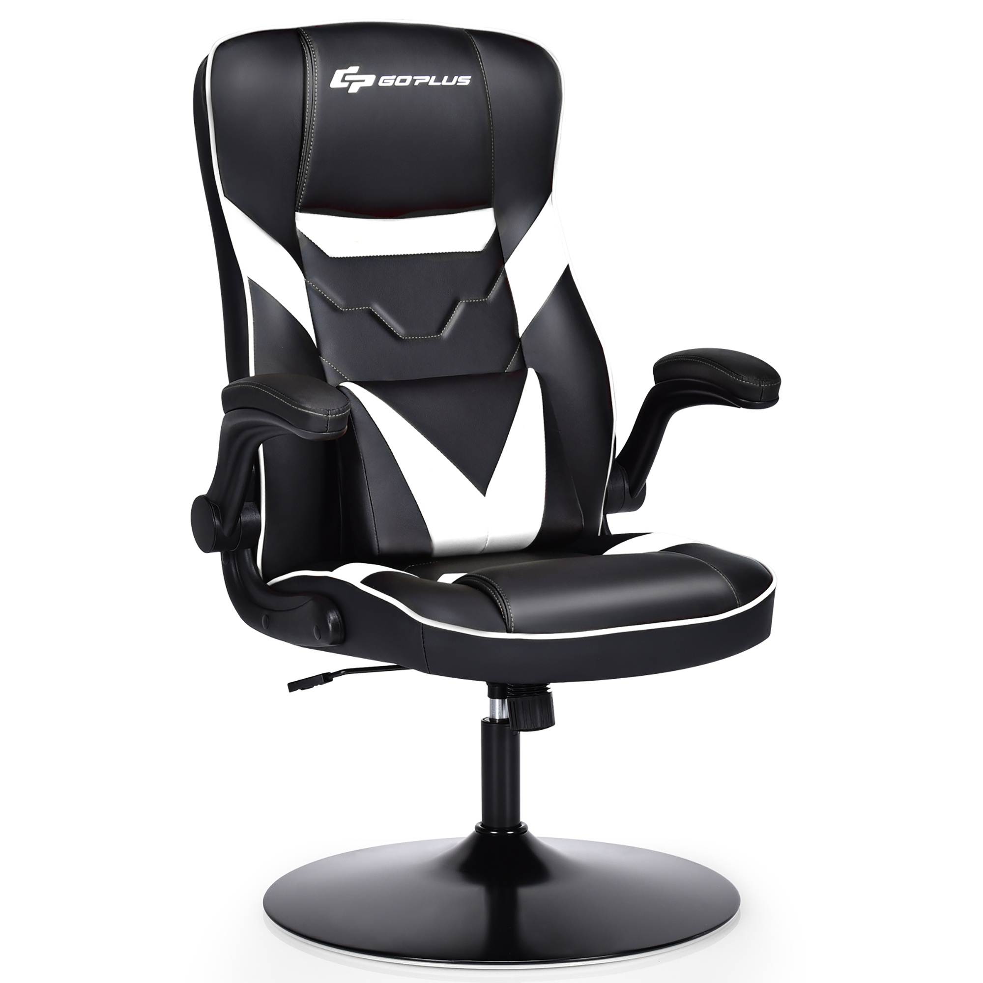 Goplus Rocking Gaming Chair Height Adjustable Swivel Racing Style Rocker White
