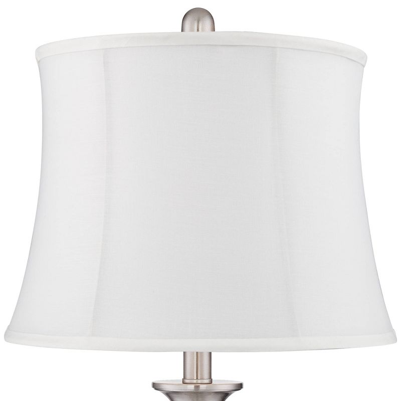 Regency Hill Blair Brushed Nickel Metal Cream Shade Table Lamps Set of 2