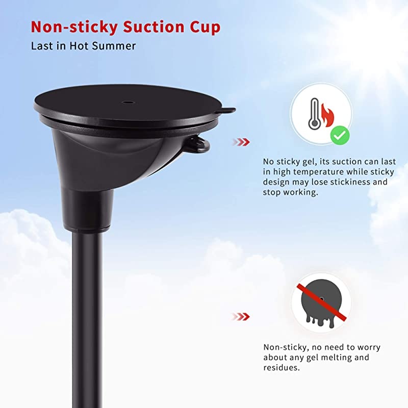 Upgraded No Glue Car Phone Mount Windshield with Strong Suction Long Arm Cell Phone Holder for Car with XShaped Clamp Fits ThickIrregular Phone Case