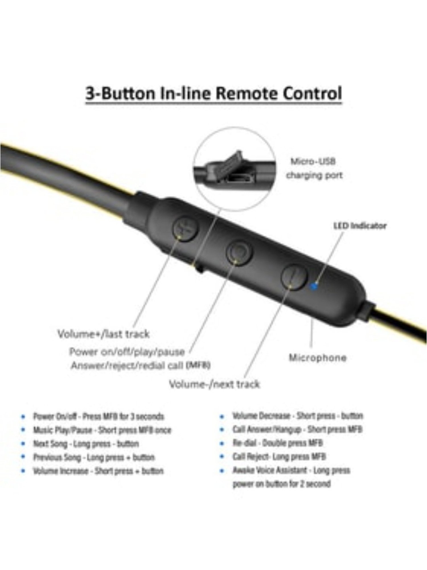 PTron Tangent Lite Bluetooth 5.0 Wireless in Ear Neckband with Mic (Black & Yellow)