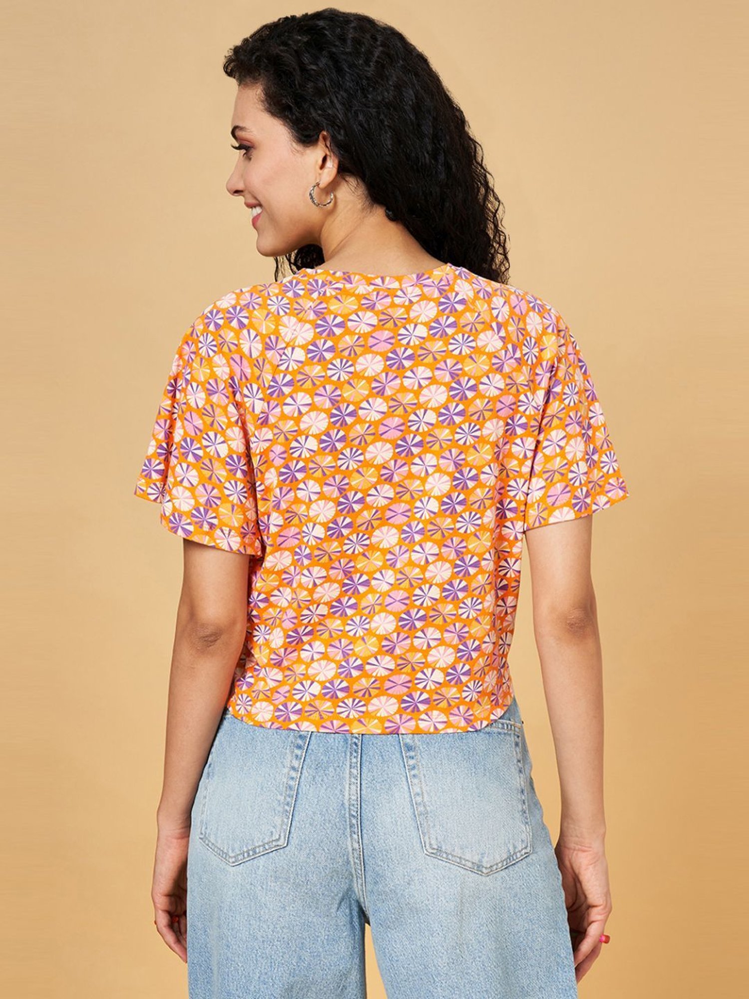 YU by Pantaloons Orange Printed Top