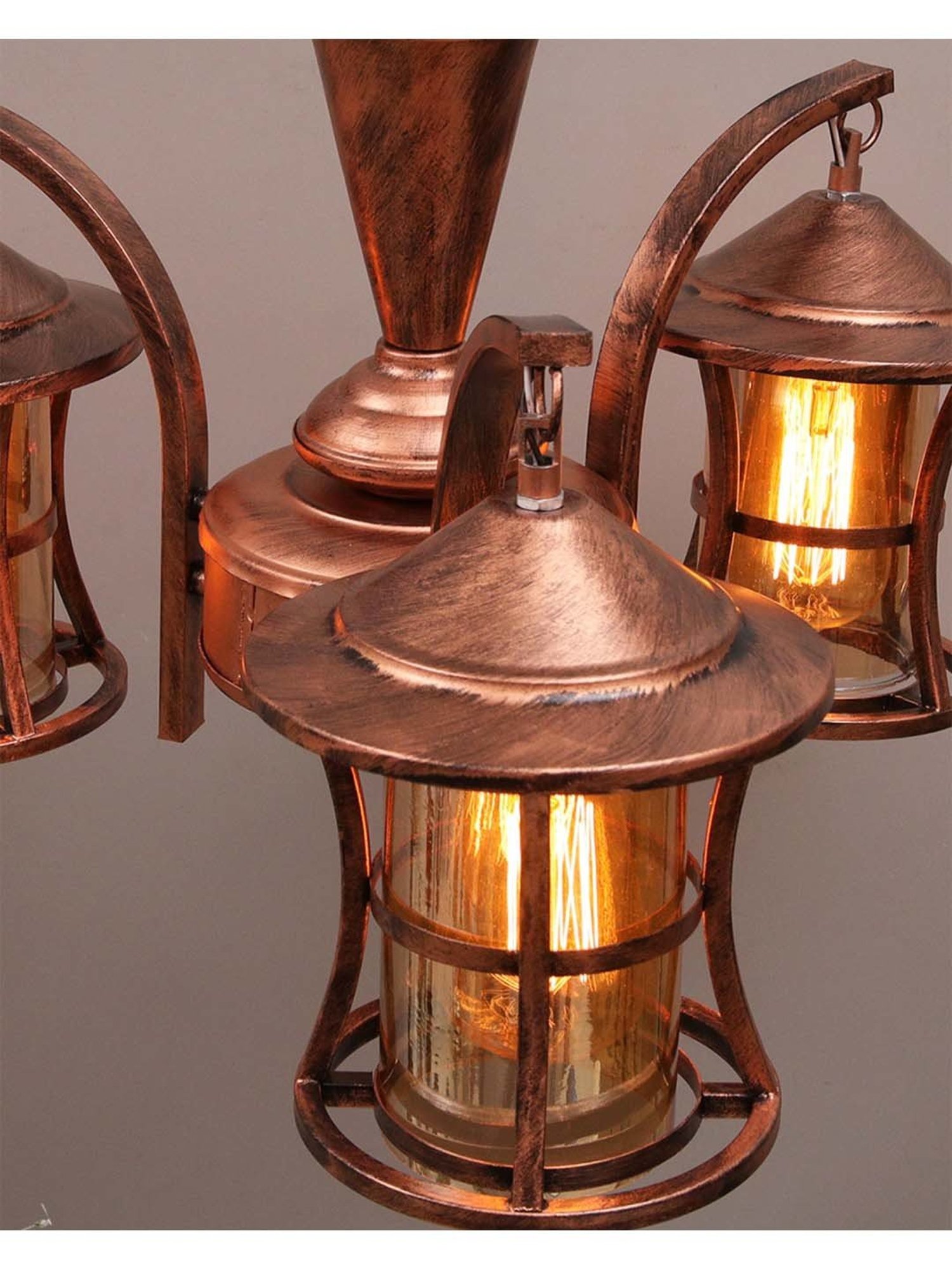 Homesake Vintage Edison Brown Metal 3-In-1 Rubbed Oil Antique Chandelier(Bulb not included)