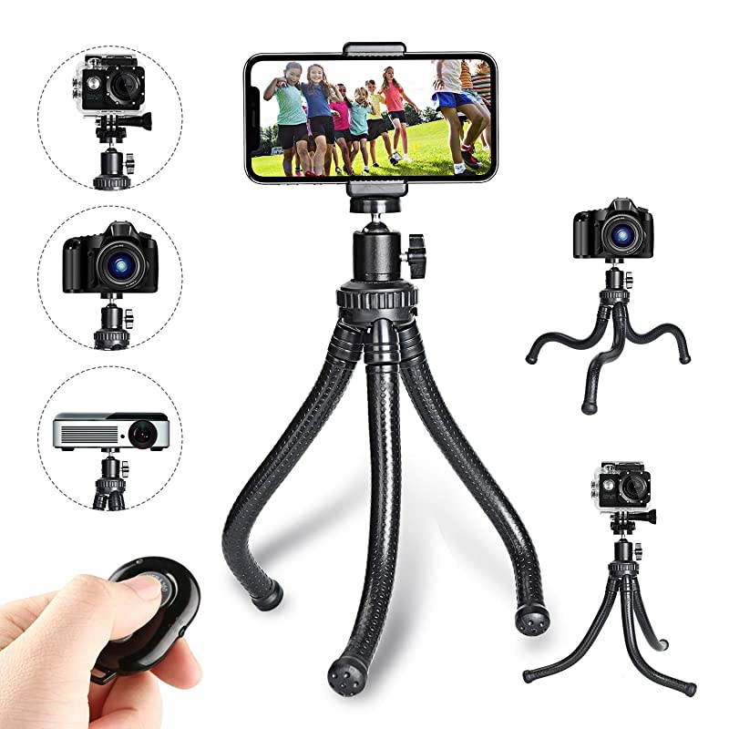 Tripod,Portable and Flexible Tripod Stand with Wireless Remote and Cell Tripod,Compatible with i/Android ,Camera,Sports Camera GoPro