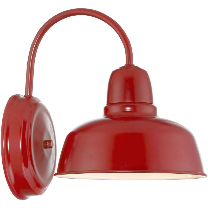 John Timberland Farmhouse Outdoor Wall Light Fixture Urban Barn Red Steel Gooseneck 11 1/4" for Exterior House Porch Patio