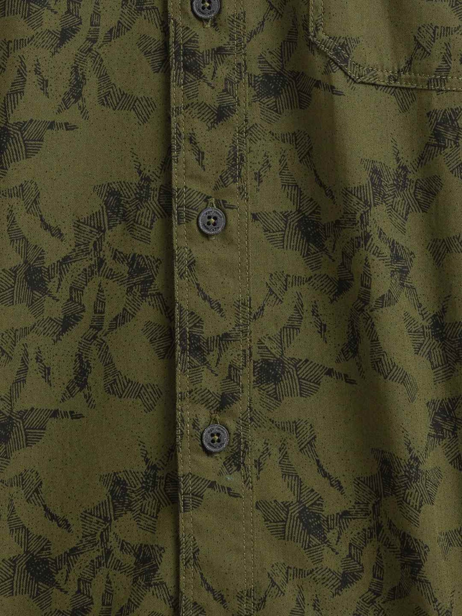 ColorPlus Green Pure Cotton Tailored Fit Printed Shirt