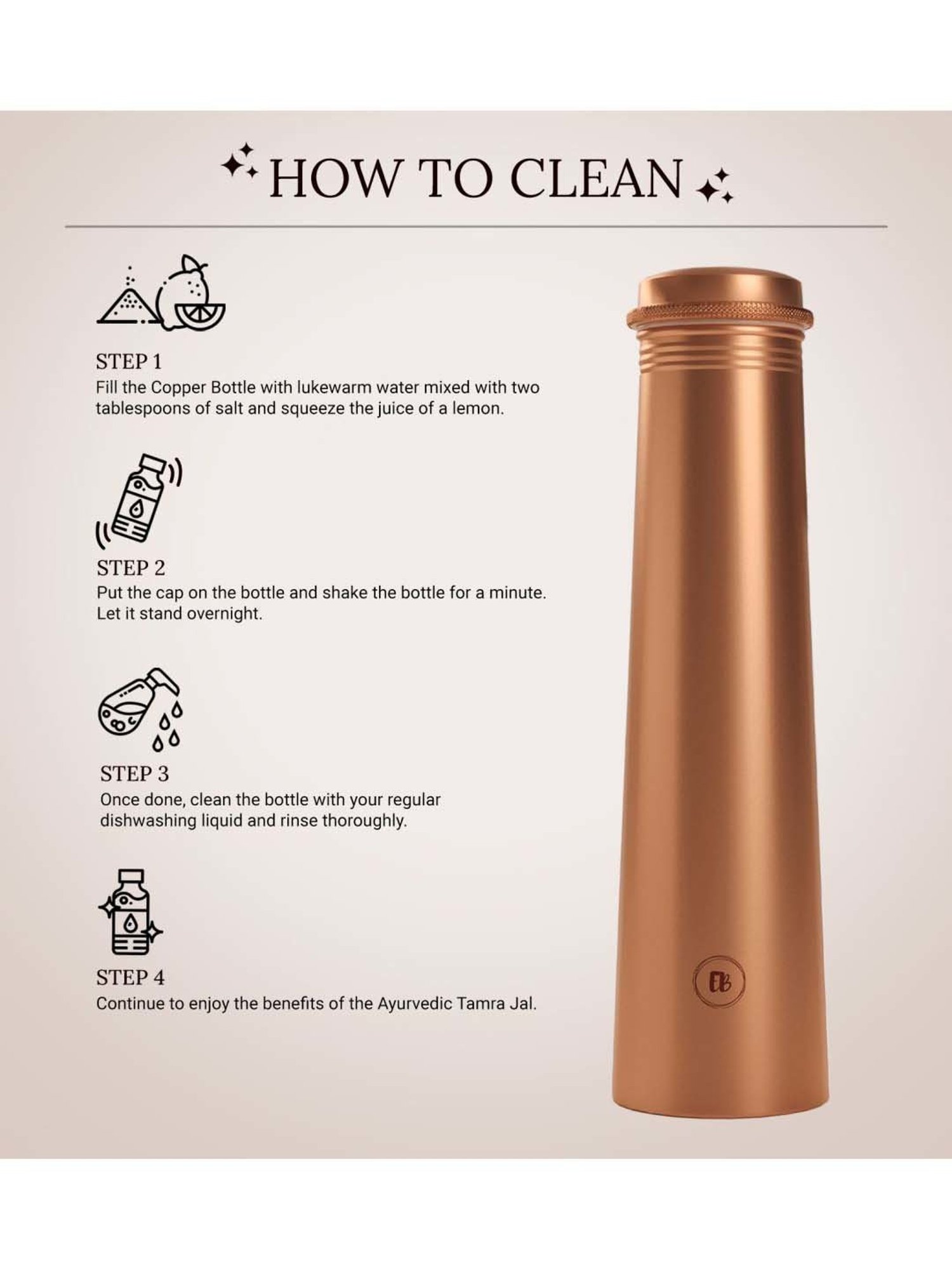 Everything Beautiful Reddish Brown Copper Water Bottle - Slim (0.75 L)